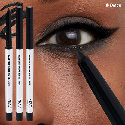 Quick-Dry Brown & Black Gel Eyeliner Pencil 3 Pack Waterproof Smudge-Proof, for Makeup, Travel and Everyday Vanity Use