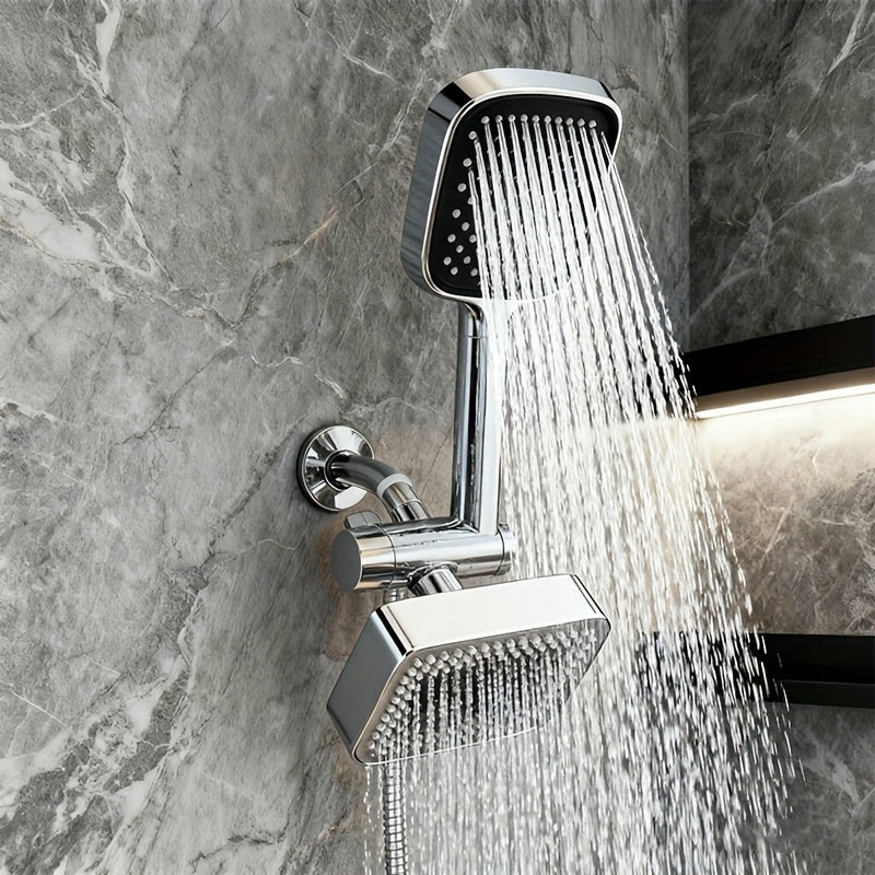 2-in-1 High Pressure Handheld Shower Head Set with Rain Showerhead, Long Hose T-Valve ABS Wall Mount Bathroom Upgrade