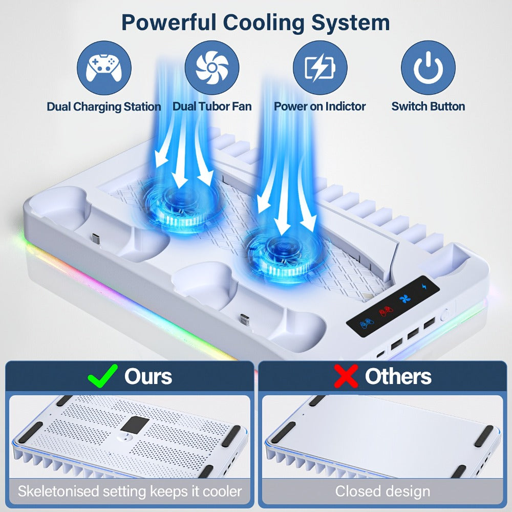PS5 Cooling Stand with 16 Game Slots & LED Light for an Everyday Personal Care Routine, with the Listed Configuration