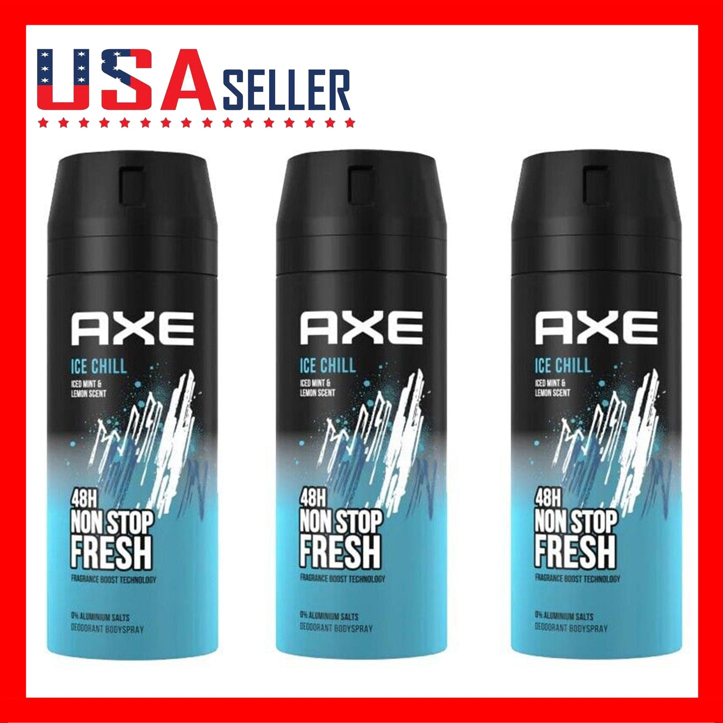 Axe Ice Chill Deodorant Body Spray for Men 3 Pack 150ml Fresh Cool Scent Non-Sticky Formula for Entryways, Bedrooms and Living Spaces