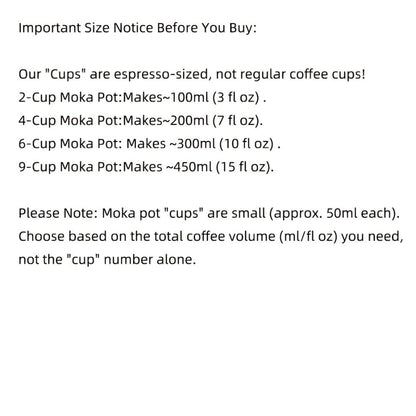 Stainless Steel Moka Pot Italian Espresso Maker – 2/4/6/9 Cup Stovetop Coffee Maker, Straight Style Moka Express for Home