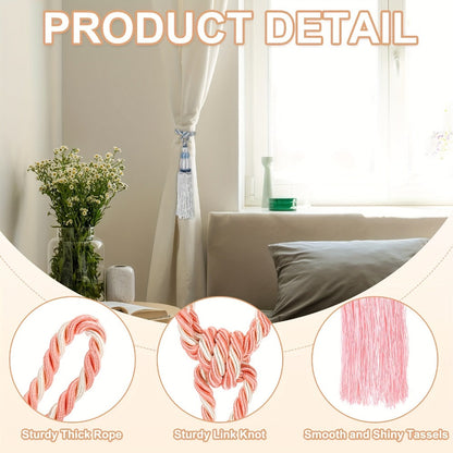 Curtain Tiebacks with Ball Tassels 4-Pack Silk Rope Curtain Ties Decorative Holdbacks for Window Dressing Home Decor