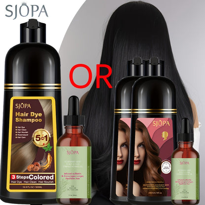 Natural Hair Dye Shampoo Kit 3-in-1 with Rosemary Oil & Squalane, Plant-Based Gray Hair Coverage