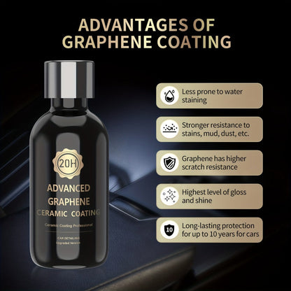 Graphene Ceramic Coating Kit 70ml – 20H Ultra High Gloss Car Paint Protection, 10+ Year Long-Lasting Shield