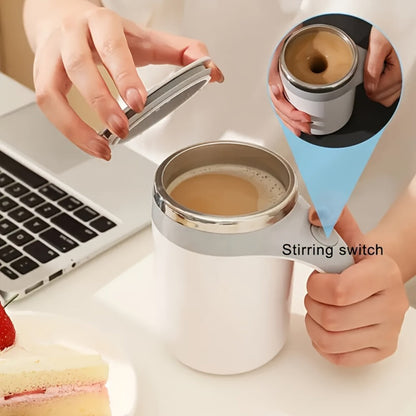 Self Stirring Coffee Mug with Magnetic Stirring Technology, 13.3oz Stainless Steel Travel Mug, No Battery Needed