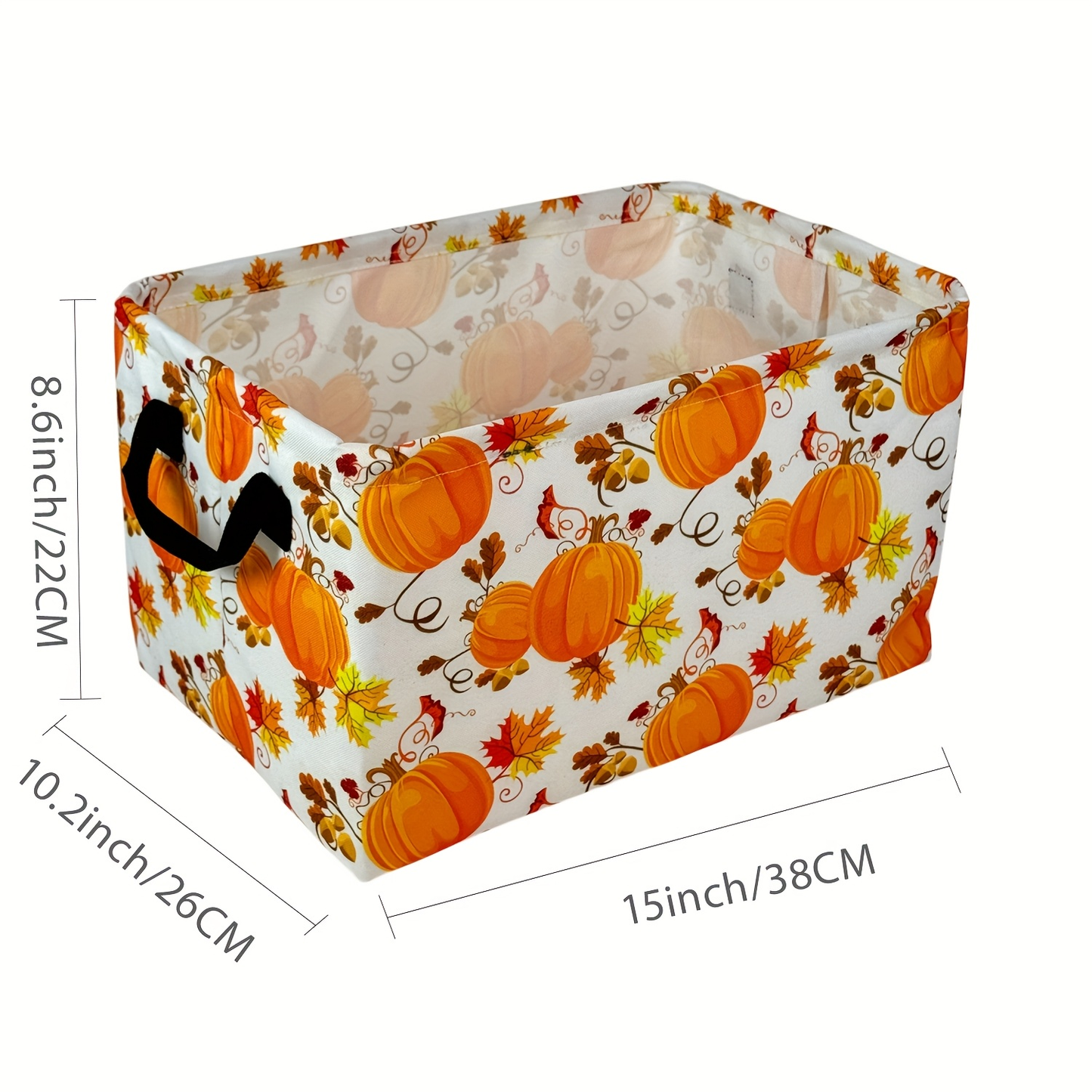 Soft Open-Top Printed Storage Bin with Side Handles and Cat, Dog, Pumpkin, Duck or Dachshund Designs