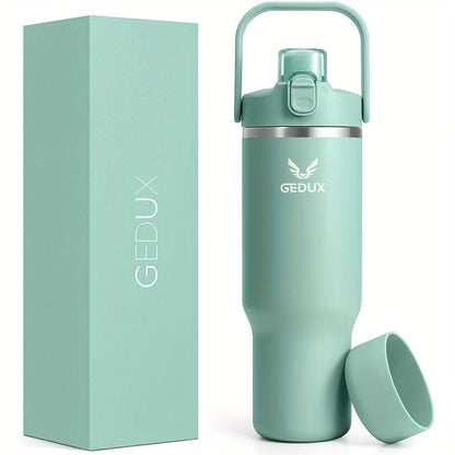 GEDUX Stainless Steel Water Bottle with Handled Lid and Removable Cup in 32oz or 40oz and Nine Styles