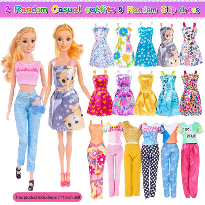 Doll Closet Playset 108 Piece with 11.5 Inch Fashion Doll Purple Wardrobe Wedding Gowns Shoes Handbags Crowns & Accessories