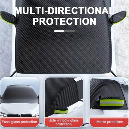 Magnetic Car Sunshade Cover Universal Fit – UV Blocking Heat Insulating Snow Wind Leaf Proof with Reflective Strips