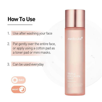 Collagen Face Toner 140ml Triple Collagen Deep Hydration Plumping Toner with Hyaluronic Acid for Bath Time, Home Spa and Personal Care