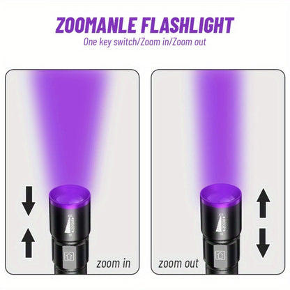 UV Blacklight 2 Pack Rechargeable Portable, Adjustable Brightness & Zoom Ultraviolet Lamp for Home and Salon Manicures