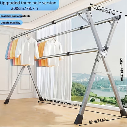 Clothes Drying Rack Collapsible Freestanding, Heavy Duty Stainless Steel Laundry Drying Rack Indoor Outdoor