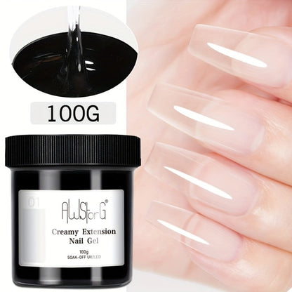 Clear Nail Extension Builder Gel Kit, Three 100g Containers for UV LED Manicure Length and Structure