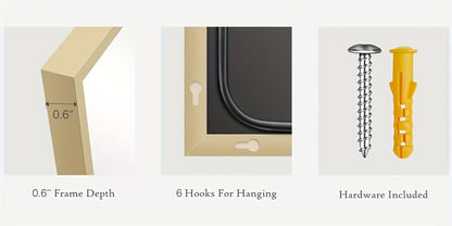 Full-Length Floor Mirror in 59 × 16 or 64 × 21 Inch Arched and Rectangular Black or Gold Frame Options