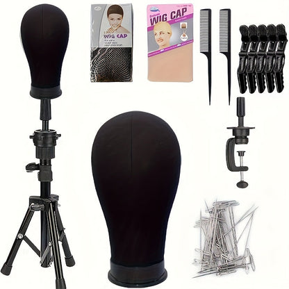 Mannequin Head Wig Stand Set with Adjustable Tripod 22 Inch Cosmetology Manikin Head for Wigs Styling Practice Display Pink Black White Home