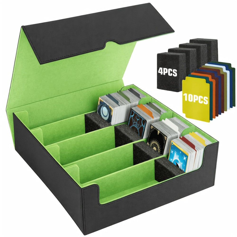 Trading Card Storage Box 5-Row 3900+ Capacity – Card Deck Case with 48 Colorful Dividers & 5 Foam Supporters for MTG Commander Yu-Gi-Oh