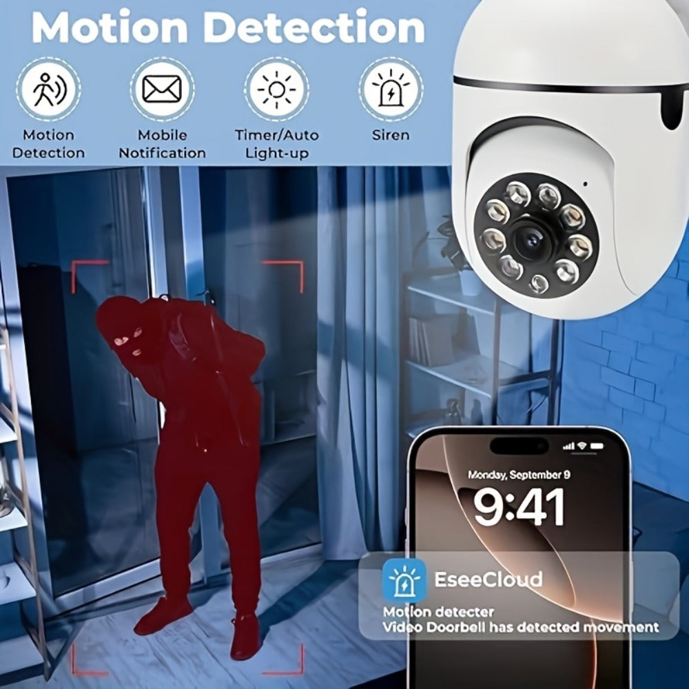 Security Camera 4MP Light-Bulb Two-Pack with Dual-Band WiFi, 360 Panoramic View and Infrared Night Vision