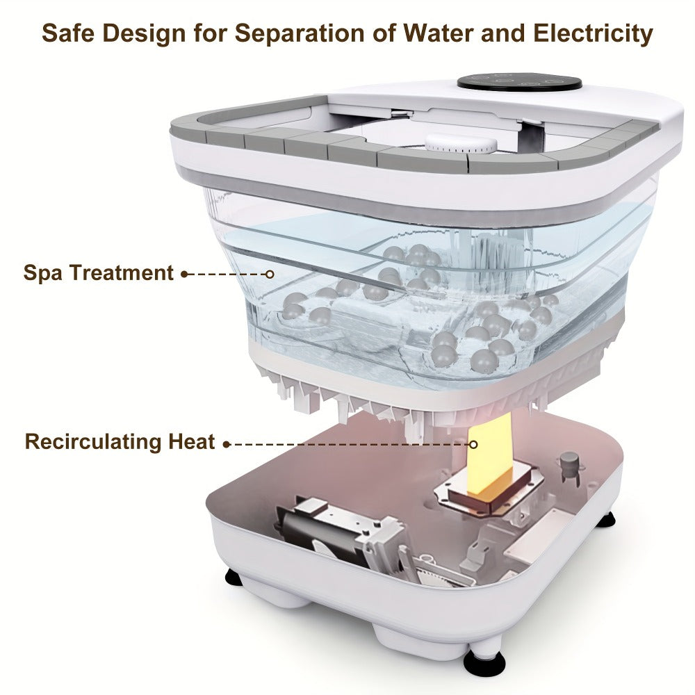 Foldable Foot Spa Bath with 20 Massage Rollers, Touchscreen Temperature Display, Remote Control & Shower