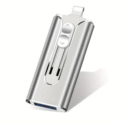 OTG USB 3.0 Flash Drive 4-in-1 for iPhone iPad Android Mac PC – Lightning Type-C Micro USB Connector Thumb Drive 64GB 128GB 256GB Memory