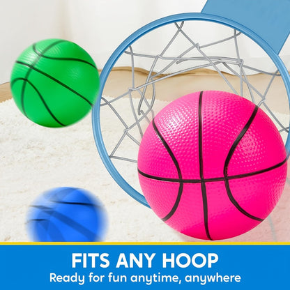 Kids Mini Basketballs Set of 6, 5-Inch Rubber Basketballs with Hand Pump, Perfect for Mini Hoops