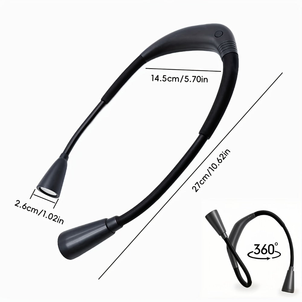 LED Neck Reading Light USB Rechargeable, 3 Color Modes Adjustable Brightness Hands-Free Book Light for Reading in Bed
