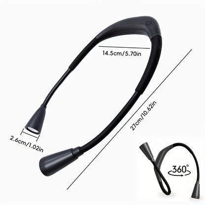 LED Neck Reading Light USB Rechargeable, 3 Color Modes Adjustable Brightness Hands-Free Book Light for Reading in Bed