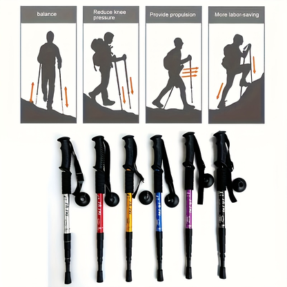 Adjustable Hiking Stick Aluminum Alloy – Lightweight Foldable Walking Pole with Quick Lock for Men & Women | Portable Trekking Cane