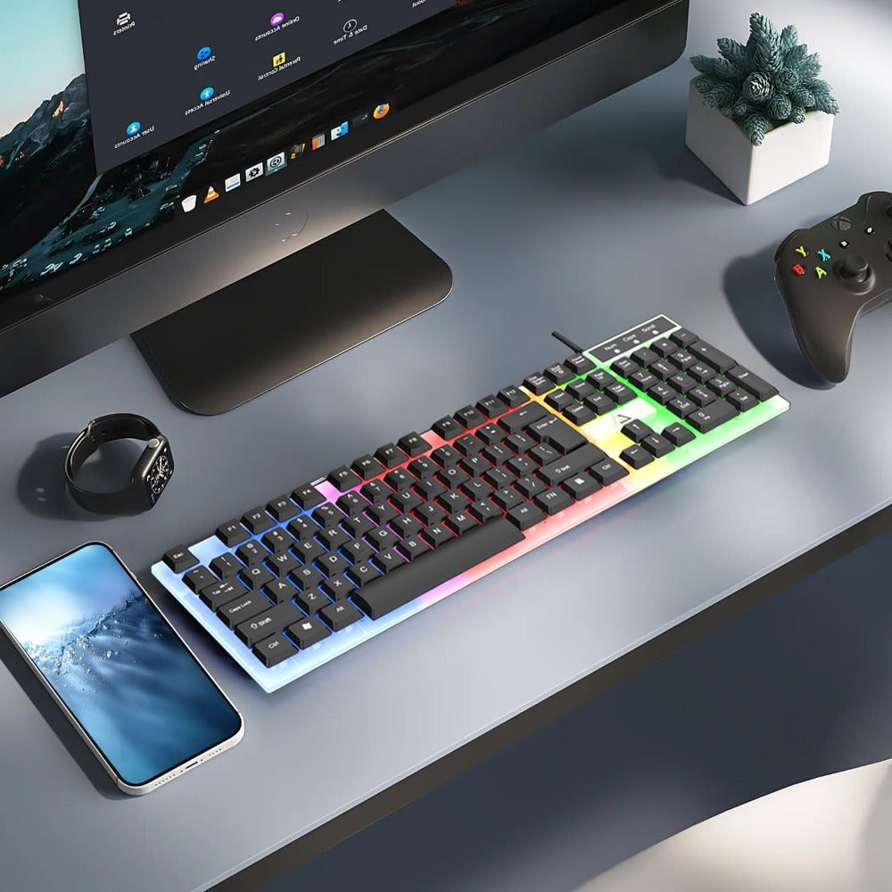 Wired USB RGB Gaming Keyboard and Mouse Combo 104 Keys Backlit Mechanical Feel 1000 DPI Optical for an Everyday Personal Care Routine