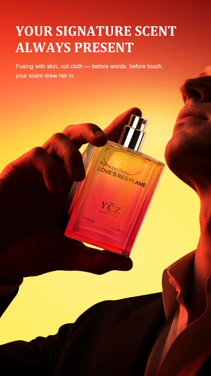 Cologne Eau de Parfum for Men YCZ LOVE'S RED 1.7 fl oz Spray with Red Glass Bottle and Box