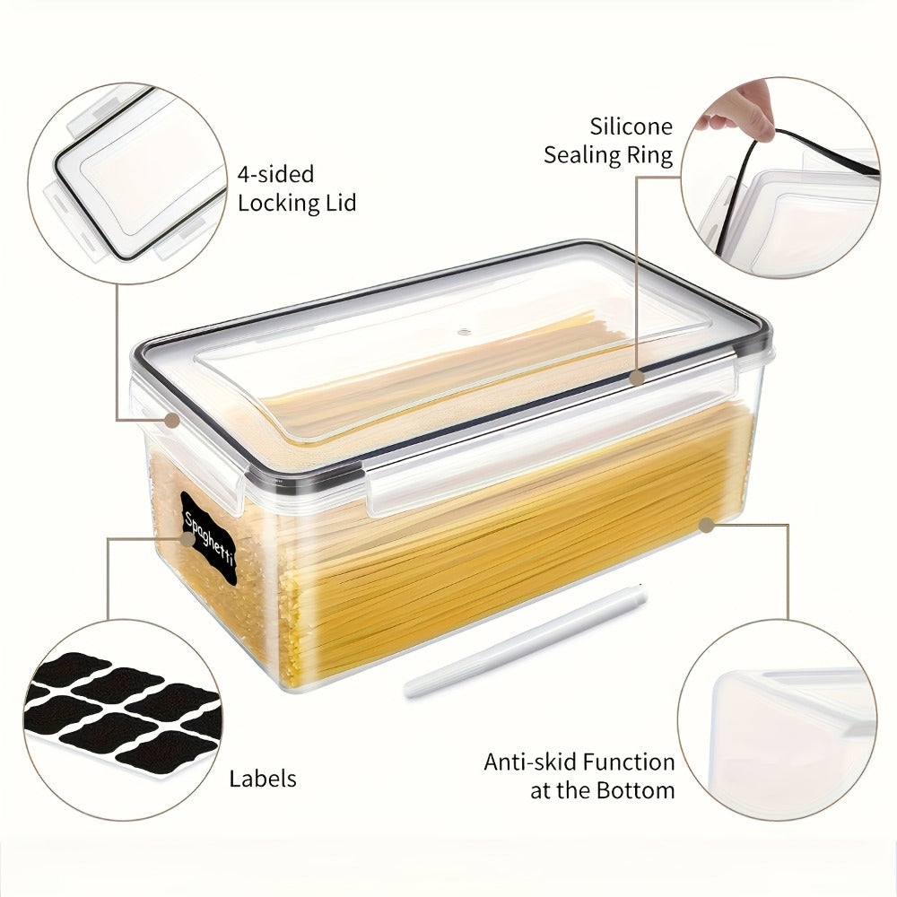 Food Storage Containers Four-Pack 108 oz Pantry Canisters with Clip-On Lids, Spoons, Labels and Pen