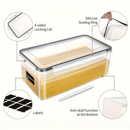 Food Storage Containers Four-Pack 108 oz Pantry Canisters with Clip-On Lids, Spoons, Labels and Pen