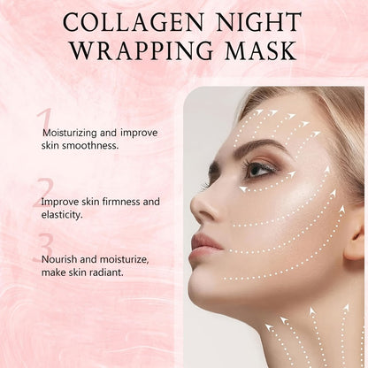 Collagen Night Mask Korean Skincare, Gel Face Mask with Applicator Brush, Hydrolyzed Collagen, Niacinamide