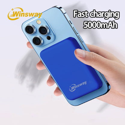 Power Bank Magnetic 5000mAh Mini with Wireless Charging, PD, QC3.0 and Eight Colors for Travel
