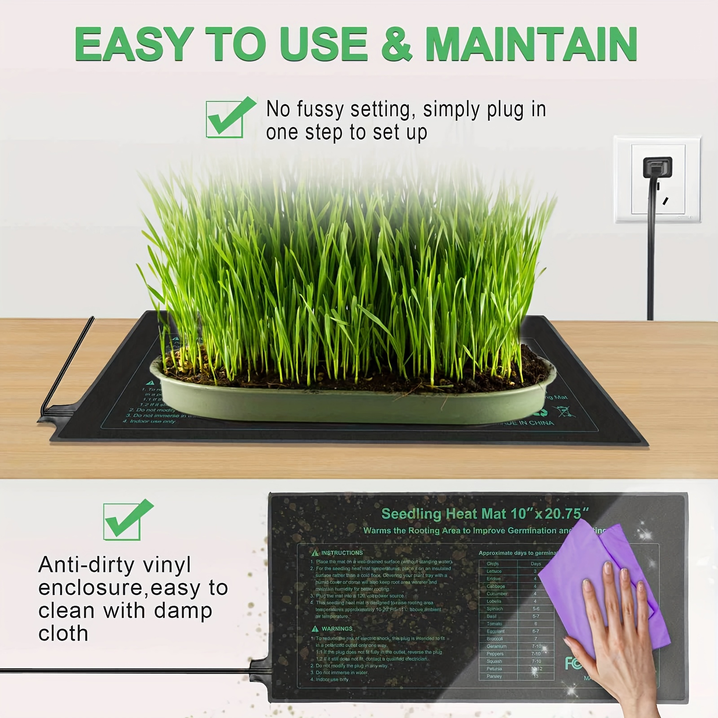 Seedling Heat Mat MET, Uniform Heating for Germination Indoor Gardening Greenhouse, Hydroponic Seed Starting Warming Pad M & L Size