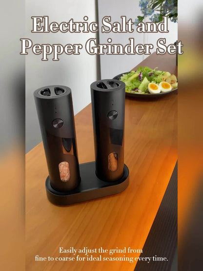 Electric Salt and Pepper Grinder Set, Rechargeable Mills with LED Light, Adjustable Coarseness & 3.72oz for Home Kitchen