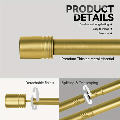 One-Inch Adjustable Curtain Rod with Rounded Cup Finials in Black, Brushed Nickel or Gold Finish