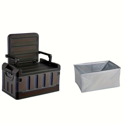 Camping Storage Box Chair with Folding 23.43-Inch Base, Raised Backrest and Five Color or Liner Options