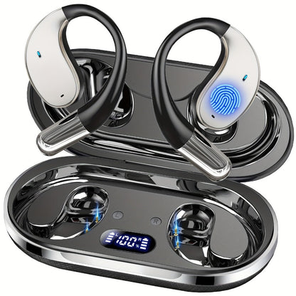 Open-Ear Translation Earphones with Oval Charging Case in Black, Orange or Light Beige Options