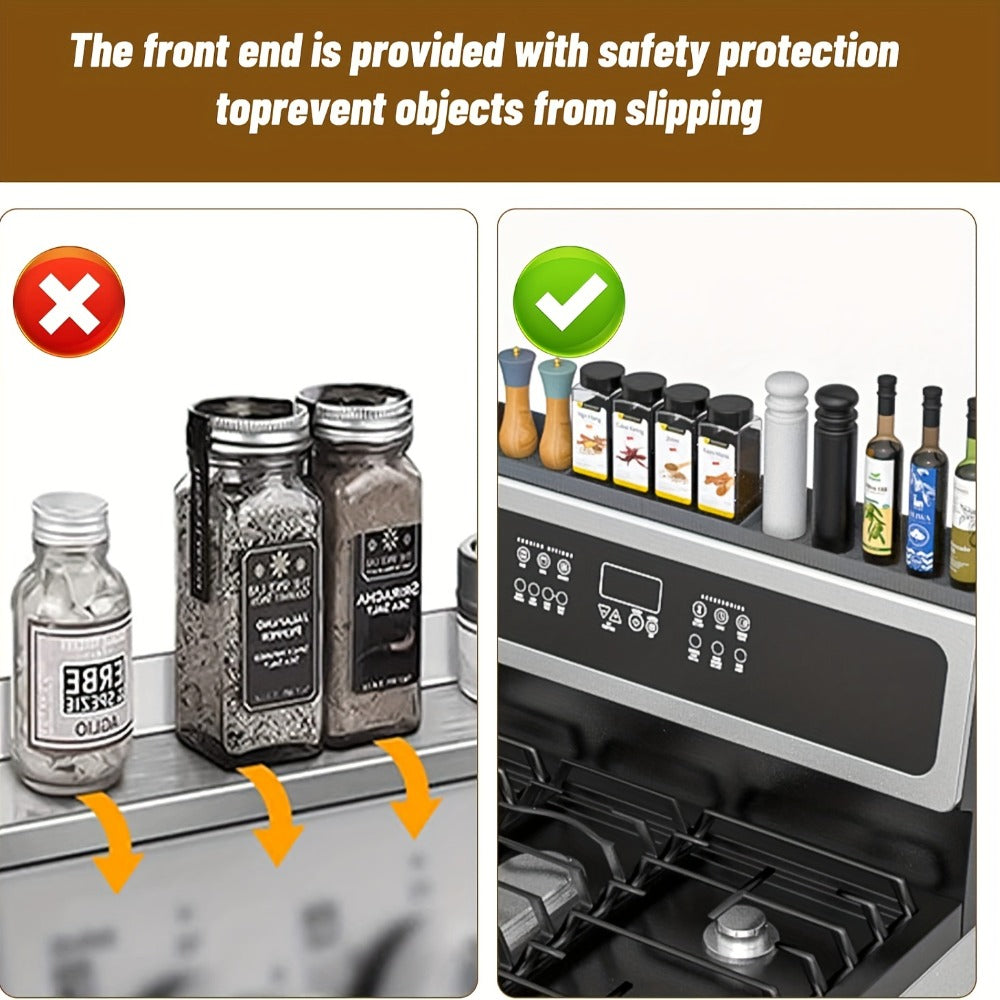 Silicone Stove Organizer Rack with Suction Cups, Heat-Resistant, Spice Holder for Kitchen Countertop