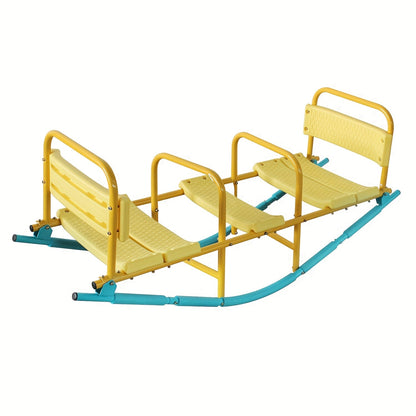 Kids Metal Teeter Totter 2-in-1 Seesaw & Rocker for Boys and Girls – 1 to 3 Person Indoor Outdoor Rocking Seesaw