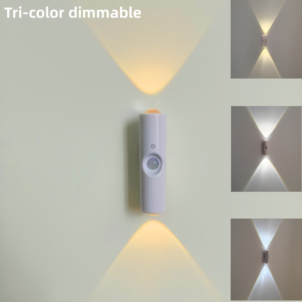 Cat Eye LED Wall Light Motion Sensor, 6 Pack USB Rechargeable Night Lamp, 3 Color Settings