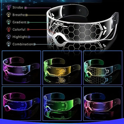 LED Visor Glasses Cyberpunk Futuristic Glow 7 Colors 5 Modes with the Listed Color, Size or Set Options for Everyday Use