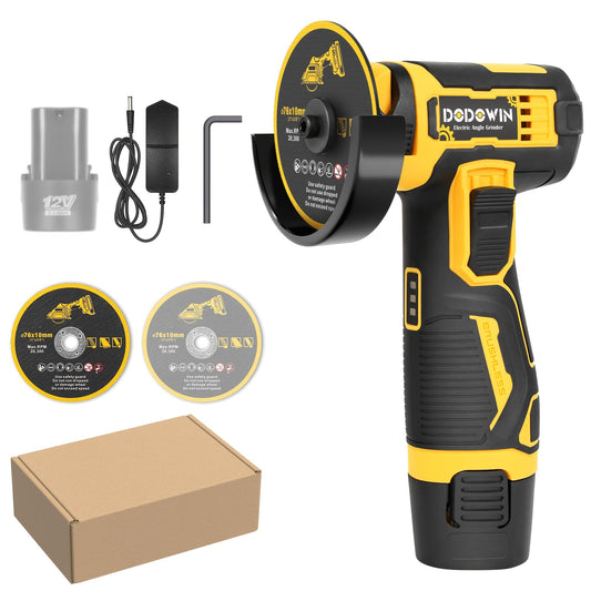 Power Tools DODOWIN 12V Mini Cordless Angle Grinder with 19, 500 and 5, 000 RPM Modes and Battery Options