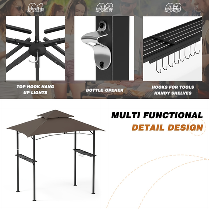 Outdoor Grill Gazebo Double-Tier BBQ Canopy for Grilling, Camping and Outdoor Meals, with the Listed Configuration