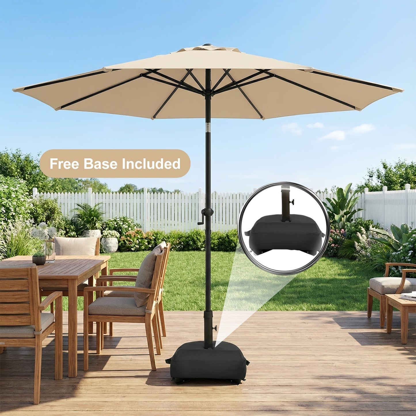 Patio Umbrella 9FT Market Table Style with Dual Vents, Tilt, Crank and Eight Color Options