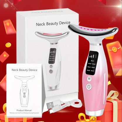 Face Neck Massager Rechargeable Beauty Device - 7 Massage Modes Electric Facial Lifting Tool for Women - Neck Massager Gift for Mom