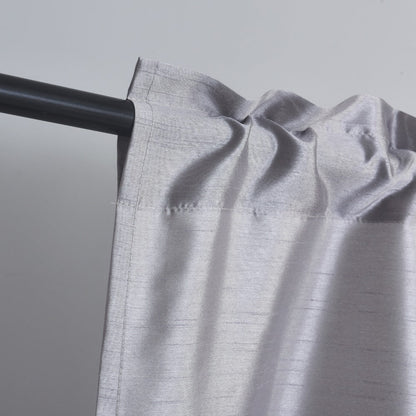 Three-Piece Faux Silk Window Curtain Set with Rod-Pocket Valance, Two 26 x 36-Inch Tiers and Eleven Colors