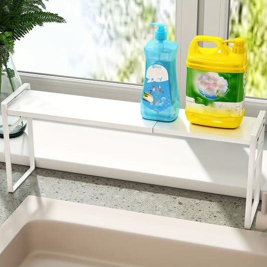 Narrow Shelf Organizer for Kitchen Bathroom Windowsill, Slim Adjustable Stackable Rack for Small Spaces