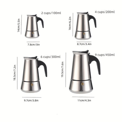 Stovetop Espresso Maker Moka Pot 9 Cup Stainless Steel Manual Coffee Brewer No Electricity Required for Strong Coffee Latte Espresso Home