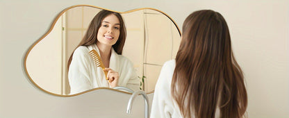 Irregular Asymmetrical Wall Mirror with Gold Frame in 20 x 36, 24 x 36 or 26 x 46 Inch Sizes